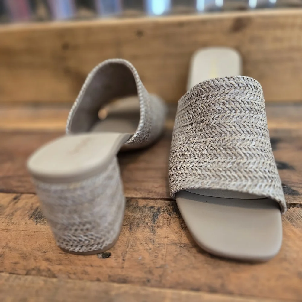 Seychelles Beige Woven Wicker Platform Sandals Sz 11 Slides Shoes